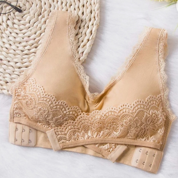 Wrap Style Yoga Bra in Nude - Picture 1 of 16